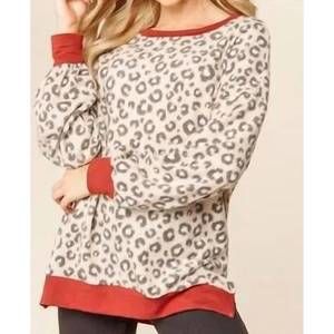 NEW HAPTICS brushed sweater marsala detail in taupe